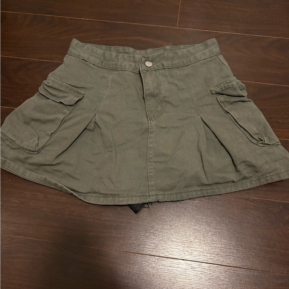 Army Green Cargo Mini Skort